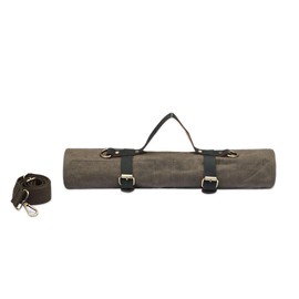 Large Chef’s Knife Roll Bag, Heavy Duty Waxed Canvas Knife Carrier, 11 Pockets Kitchen Cooking Tools Storage Case, Easily Carried By Shoulder Strap For Professional Chefs (Army Green)