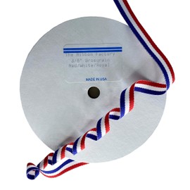 3/8" Red/White/Blue Striped Grosgrain Ribbon - 100 Yards - USA Made - (Multiple Widths & Yardages Available)