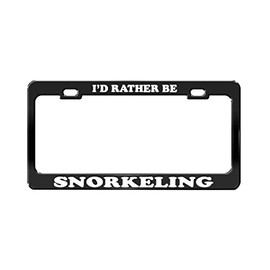 Product Express I'd Rather BE Snorkeling Black Metal License Plate Frame Tag Holder