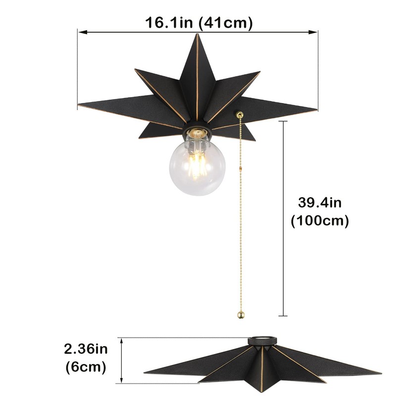 16 inch Flush Mount Ceiling Light with Pull Chain On/Off