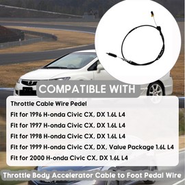 daydmaly Throttle Body Accelerator Cable to Foot Pedal Wire Compatible with 1996-2000 H-onda Civic CX DX 1.6L.Throttle Cable Wire Pedel Replace 17910-S01-G03 17910-S01-G01 17910S01G02