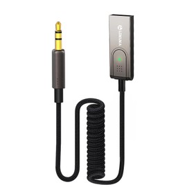 LOKUKA Bluetooth 5.3 to Aux Adapter for Car, USB to TRS 3.5mm Receiver - Adds Bluetooth to Car, Speaker, Home Stereo Audio for Hands-Free Calls, Voice Navigation, Phone Music - Brown