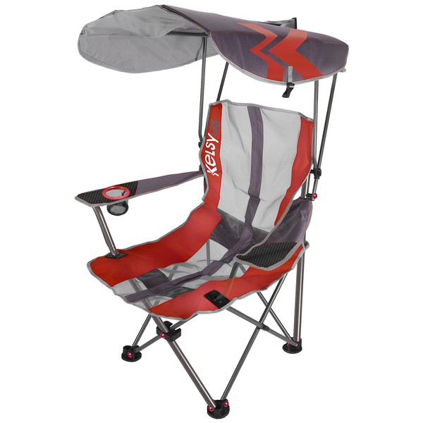 Kelsyus Original Foldable Canopy Chair for Camping, Tailgates, and Outdoor Events, Grey/Red