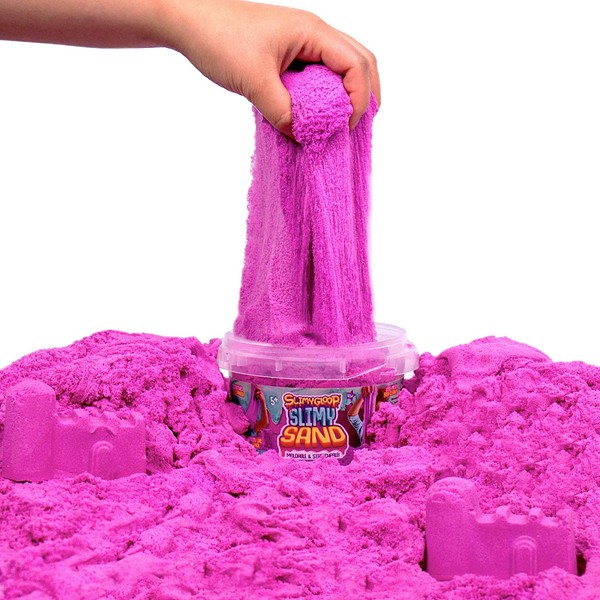 SLIMYSAND by Horizon Group USA, 1.5 Lbs of Stretchable, Expandable, Moldable Cloud Slime, Non Stick, Slimy Play Sand in A Reusable Bucket, Purple- A Kinetic Sensory Activity