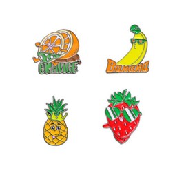 4pcs Fruit Brooches Pin Strawberry Pineapple Orange Banana Brooch Pin Enamel Lapel Pins Clothes Bag Badges Jewelry for Kids
