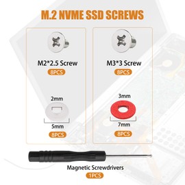mankk M.2 SSD Screw Kit NVMe Screw M.2 Screw SSD Mounting Screws with Magnetic Screwdrivers for Laptop PC Repair & DIY