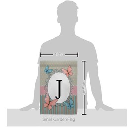 Breeze Decor J Initial Garden Flag Set Wall Hanger Monogram Friends Bugs & Frogs Butterfly Ladybugs Dragonfly Bee Springtime Insect Natural Wildlife House Yard Gift Double-Sided, Made in USA