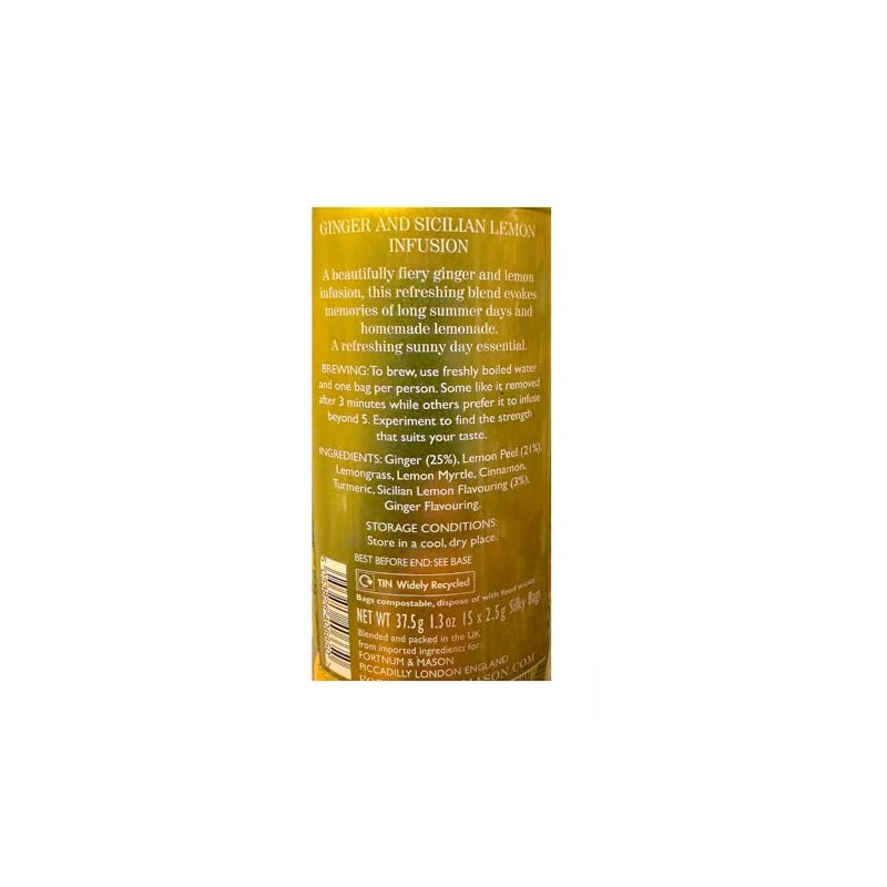 Fortnum and Mason, Ginger and Sicilian Lemon Infusion 15 Silky
