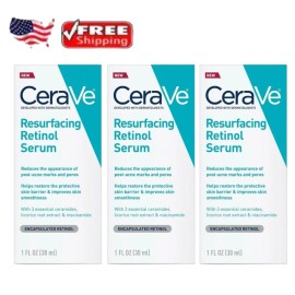 Serum CeraVe 3 Pack Resurfacing Retinol Serum Post-Acne Marks Treatment - 1oz