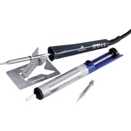 TOOLCRAFT MD-015PP Lötkolben-Set 230 V 15 W Bleistiftform, Meißelform inkl. Ablage, inkl. Entlötsaugpumpe