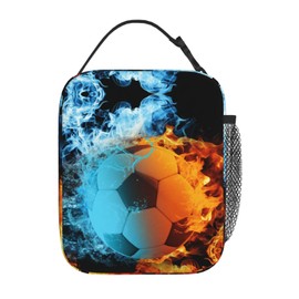 Fire Football Lunch Bag Insulated Lunch Box Reusable Lunch Tote Bag For Kids Boys Girls Women Men Work Picnic