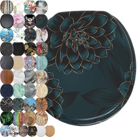 Sanilo Soft Close Toilet Seat ROUND, Quiet and Slow Close Lid and Seat, Strong Bumpers and Hinges (Dahlia)