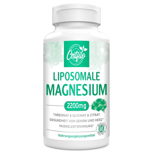 Liposomal Magnesium Complex 2200 mg Liposomal Complex High Potency Magnesium Threonate, Magnesium Glycinate, Magnesium Citrate, Powerful Supplement, Gluten Free, 60 Softgels