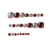 24-PCS Square Press on Toenails Red Glitter False Toenails Full