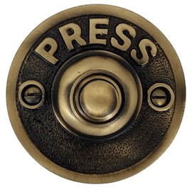 PRESS Retro Push Button Doorbell in Brass (Highlighted Bronze)