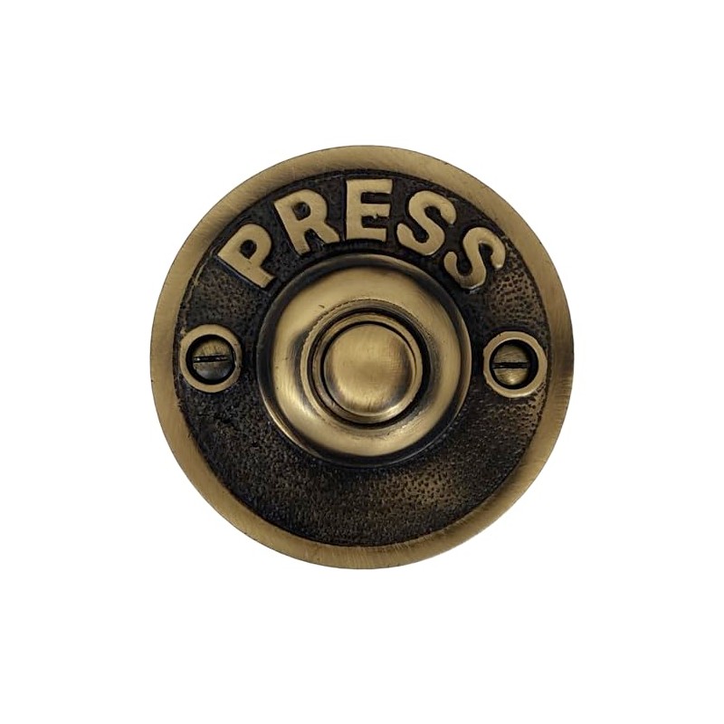 PRESS Retro Push Button Doorbell in Brass (Highlighted Bronze)