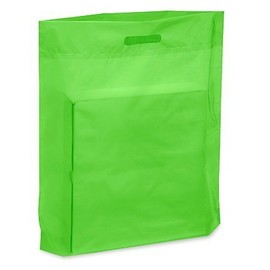 888 Display USA, Inc - 50 Qty Simple Lime Green 9" x 12" Patch Handle Plastic Tote Bags - For Merchandise/Store Supply/Gorcery/Goody Bags