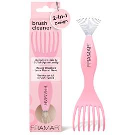 FRAMAR Premium Hair Brush Cleaner Tool – Hairbrush Cleaner Tool, Brush Cleaner Tool for All Types, Comb Cleaner – 2 in 1 Design Removes Hair & Build up Instantly – Pink