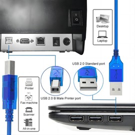 USB Printer Cable Compatible with Brother Epson XP-440 XP-430 XP-420 Workforce Pro WF-3720 WF-2760 Canon Pixma MX922 MX492 MG3620 HP Officejet Pro 6978 4630 4650 HP Envy Printer (Blue, 16.4FT)