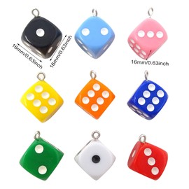Honbay 22 colgantes de dados de acrílico 3D con forma de cubo cuadrado para pendientes, pulseras, collares y llaveros (11 colores, 16 mm)