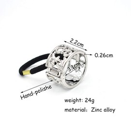 4 PCS Women Opened Circle Hair Elastic Bands Fashion Metal Hair Ties Ponytail Hair Holder Elastic Hair Band Hair Cuff Hair Rope Hair Clips Accessories (B#)