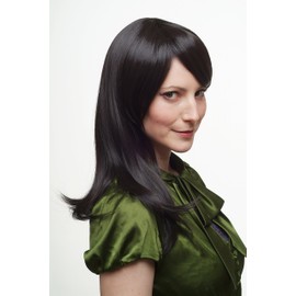 WIG ME UP - 3422-2 Women's Wig Black Brown Straight Medium Length Fringe with Side Parting