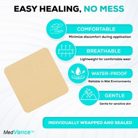 MedVance Apósito de espuma de silicona ultraabsorbente Medvance - Apósito de espuma adhesiva de silicona impermeable - Vendajes estériles de fácil aplicación - Cuidado de heridas y apósitos para