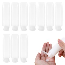 Doyeemei Travel Bottles, Small Divided Bottles, Refill Containers (10 Pieces), Leak Proof Design, Squeeze Bottle, Refill Bottle, For Business Trips, TSA, Travel, Shampoo, Cream, Lotion, Cosmetics, Storage, Travel Bottle, Transparent, White, 1.1 fl oz (30 ml)