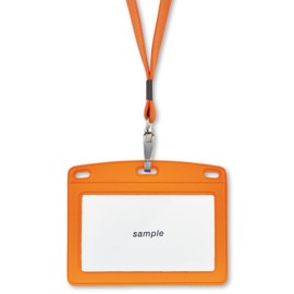 Open Industry Hanging Name Tag Name Plate Badge Tag Business Card Size 1 Piece Leather-like Horizontal Orange N-123P-RG