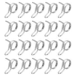 uxcell 20Pcs 0.29-0.36 Inch Inner Dia Double Wire Spring Hose Clamp, Stainless Steel Adjustable Spring Clips for Hose Fuel Line Silicone Tube Water Pipe Air Pipe