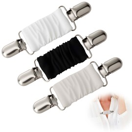Tohhdov 3 Pcs Elastic Dress Cinch Clip, Adjustable Waist Cincher Clip for Shirt, Clothes Pins for Pants/Hat/Mitten/Bag/Towel with Three Colors