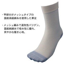 Hayashi (771-2) Men's Refreshing Mesh Socks, Made in Japan, 5 Pair Set, Round End, 9.6 - 10.6 inches (24.5 - 27 cm), Gray Made in Japan with Premium Cotton Thread Mesh for Superior Breathability,