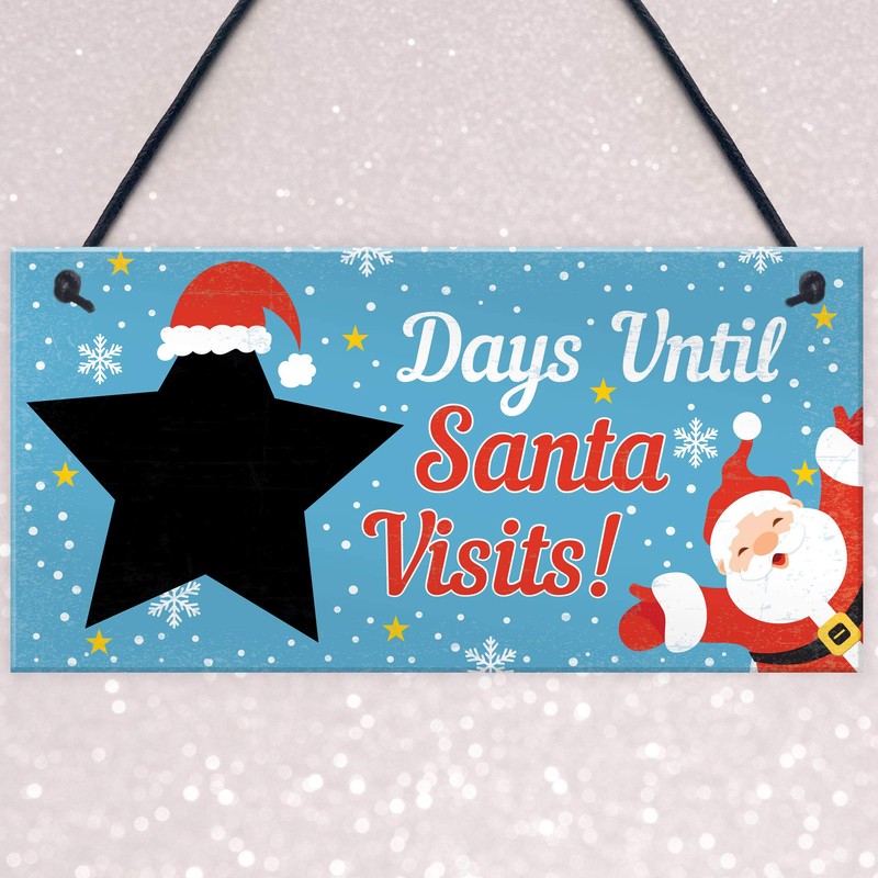 RED OCEAN CHALKBOARD Christmas Santa Countdown Hanging Family Sign Advent