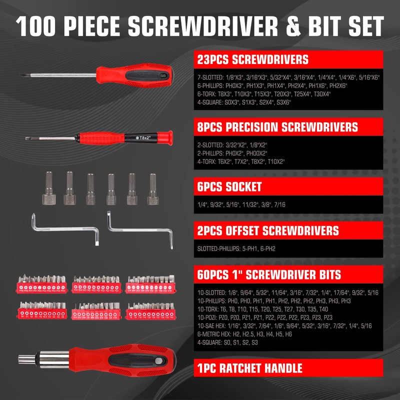 CARTMAN Magnetic Screwdriver Set with Rack, Includs Precision Screwdriver, Magnetizer