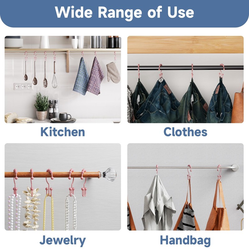 Titanker Shower Curtain Hooks Rings, Rust-Resistant Metal Double Glide Shower