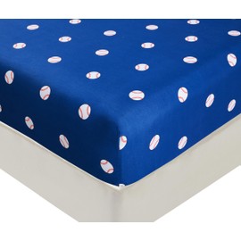 Chezmoi Collection 4-Piece Kids/Teens Sports Sheet Set - Soft Microfiber Navy White Red Baseball, Full Size