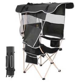 Nice C Camping Chair, Camping Chair with Canopy, Beach Chair, Fishing Chair, Chair with Canopy, Sports Chair, w/Removable Footrest, Cooler Bag, Cup Holder (2-P Green)