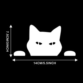 TOMALL 2PCS 5.5'' Cat Peeking Car Stickers Cat Watching Vinyl Reflective Decals Waterproof Funny Self-Adhesive for Car Window Bumper Laptop Motorcycle (White)