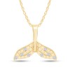 Round Natural Diamond Accent Whale Dolphin Tail Pendant Necklace in