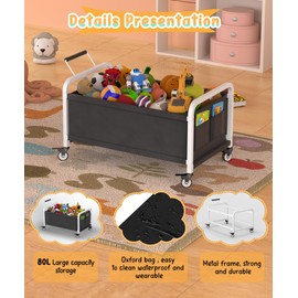 Ardier 80L Large Kids Toy Box with Wheels, Toy Chest Storage Organizer for Toddlers, Boys, Girls, Toy Storage Bin for Stuffed Animals, PlayRoom, Bedroom, Nursery, Living Room, White
