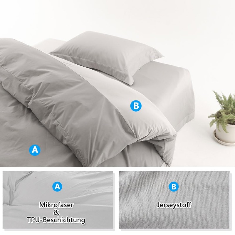 Waterproof Duvet Cover, One-Sided Waterproof Protective Cover for Children, Elderly,