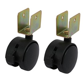 IIVVERR 2pcs 1.8-inch Dia Wheel 25mm U Bracket Swivel Brake Caster Black for Crib (2pcs 1.8 pulgadas Dia rueda 25 mm U soporte giratorio de freno Caster Black para cuna