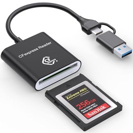 Lector de tarjetas CF Express tipo B con USB 3.2 (Gen 2) 10Gbps, USB-C y USB-A 2 en 1 tipo B CFexpress, compatible con Windows/Mac/Linux/Android, para
