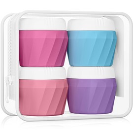 Silevoler Travel Containers for Toiletries, Premium Silicone Cosmetic Cream Jars, 1oz TSA Approved Leak-Proof Refillable Travel Size Toiletries with Clear Bag for Cosmetic Face Body Cream(Vibrant)