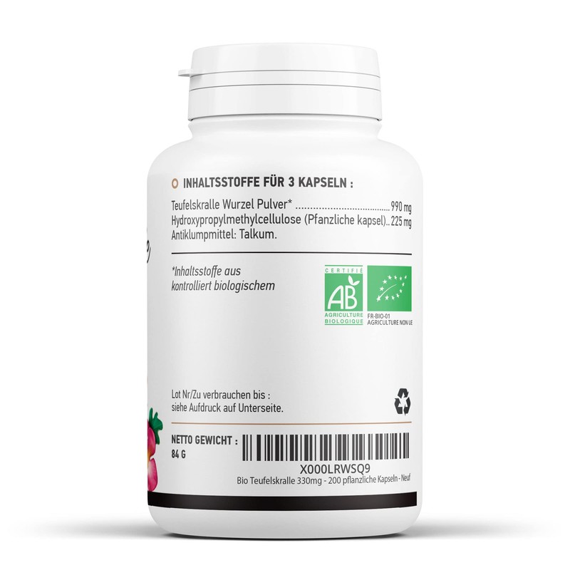 Organic Devil's Claw 330mg – 200 Vegicaps