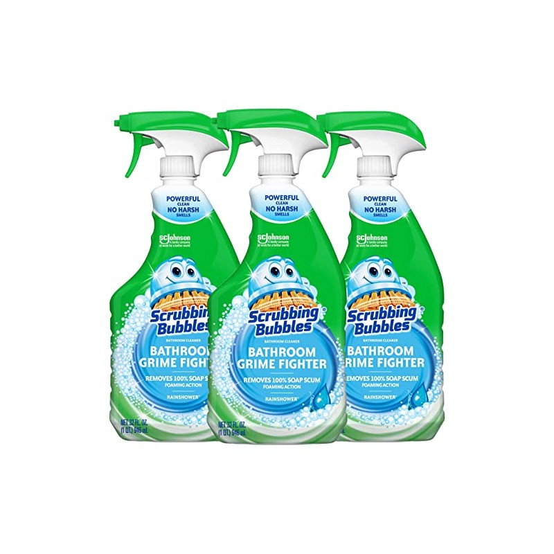 Scrubbing Bubbles Disinfectant Bathroom Cleaner, Grime Fighter, Rainshower Scent, 32