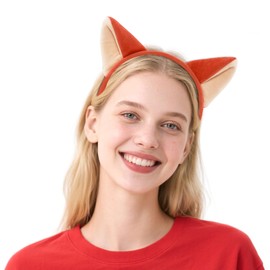 Fox Ears Headband,Plush Orange Fox Ears,Cute HalloweenCosplay Headbands for Kids Woman