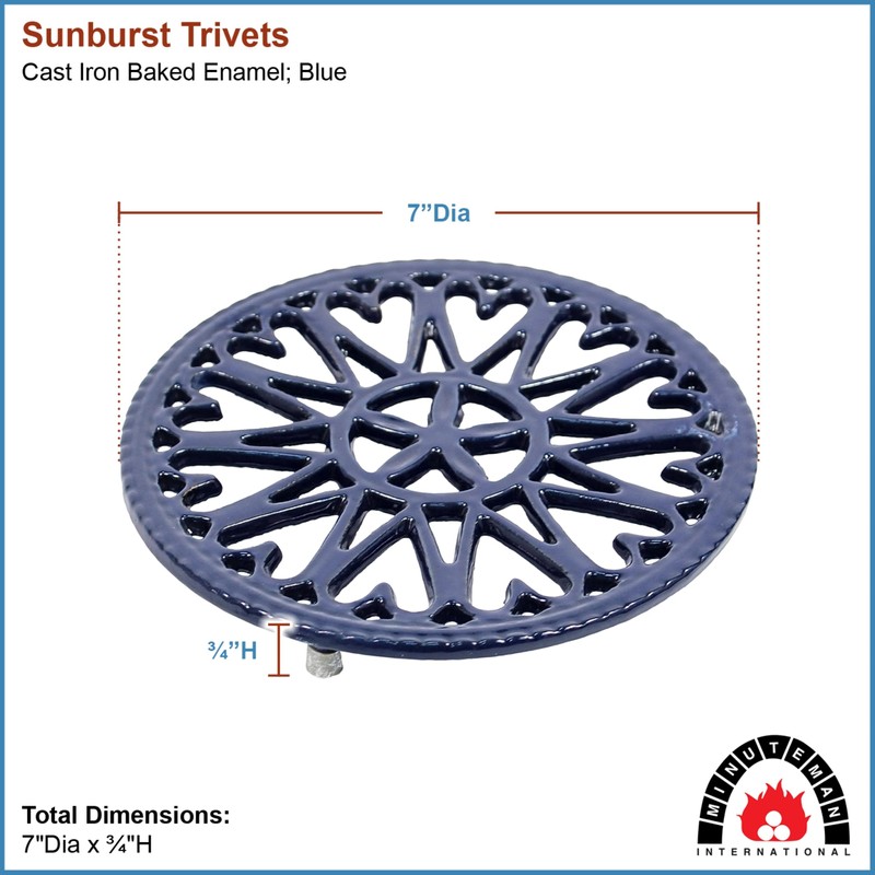 Achla Designs Minuteman International C-33BL 7-Inch Sunburst, Cast Iron Trivet
