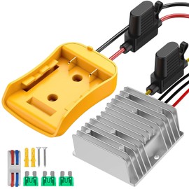 ZIWIMEGO DC Power Adapter, Dual Fuse 18V to 12V Step Down Voltage Converter, Buck Converter Regulator with Low Voltage Protection Fuse & Wire Terminal for Golf Cart Led Strip Light (for DT)