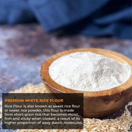 NY SPICE SHOP Rice Flour - White Rice Atta - Rice Flour Ground - All Natural Rice Starch Flour - Rice Grain Flour for Baking White Breads, Cooking & Cakes - 1 Pound